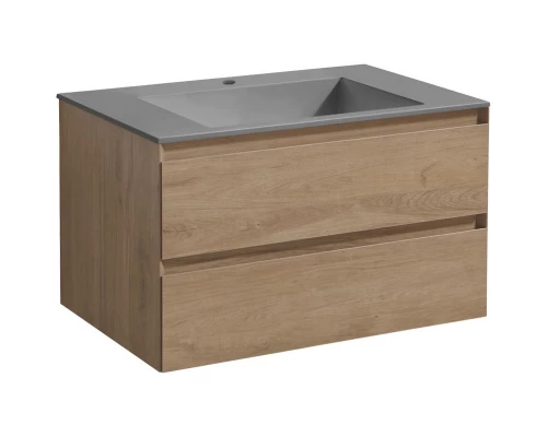 Тумба с раковиной натуральный дуб 80 см Vincea Luka VMC-2L800NO + VCB-13800G