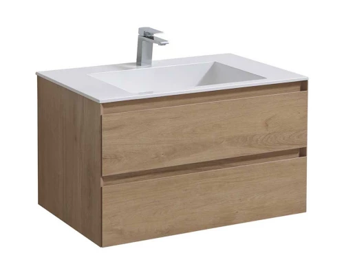 Тумба с раковиной натуральный дуб 80 см Vincea Luka VMC-2L800NO + VCB-13800W