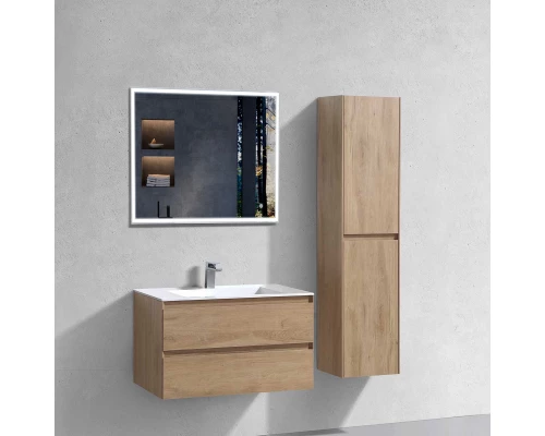 Тумба с раковиной натуральный дуб 80 см Vincea Luka VMC-2L800NO + VCB-13800W