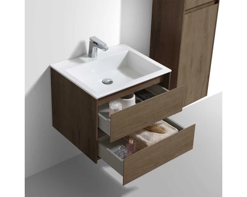 Тумба с раковиной дуб табачный 60 см Vincea Luka VMC-2L600TO + VCB-13600W