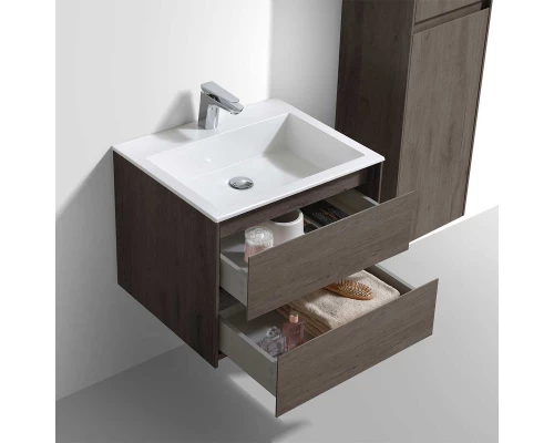 Тумба с раковиной темный дуб 60 см Vincea Luka VMC-2L600RO + VCB-13600W