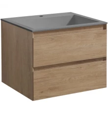 Тумба с раковиной натуральный дуб 60 см Vincea Luka VMC-2L600NO + VCB-13600G