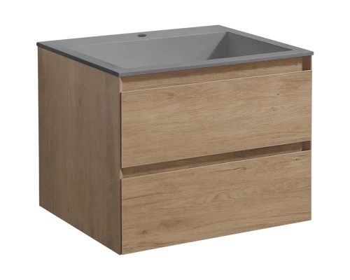 Тумба с раковиной натуральный дуб 60 см Vincea Luka VMC-2L600NO + VCB-13600G