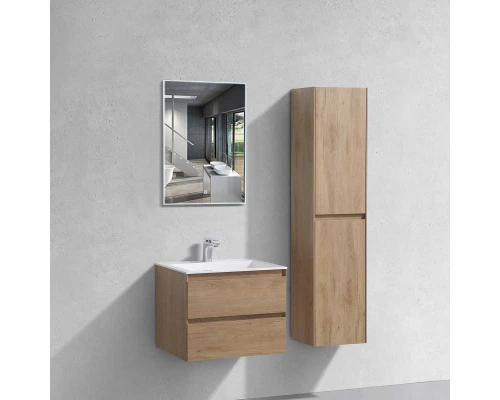 Тумба с раковиной натуральный дуб 60 см Vincea Luka VMC-2L600NO + VCB-13600W