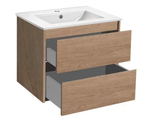 Тумба с раковиной натуральный дуб 61,5 см Vincea Gio VMC-2G600NO + VBS-13960
