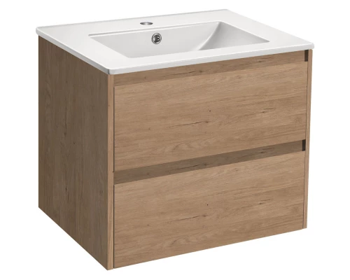Тумба с раковиной натуральный дуб 61,5 см Vincea Gio VMC-2G600NO + VBS-13960