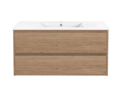 Тумба с раковиной натуральный дуб 101,5 см Vincea Gio VMC-2G100NO + VBS-13100