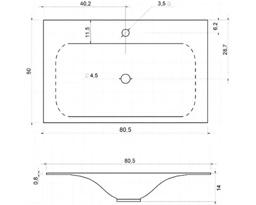 Комплект мебели бетон 80,5 см Vincea Fine VMC-2F800BT + VCB-1F800W + VLM-2A800