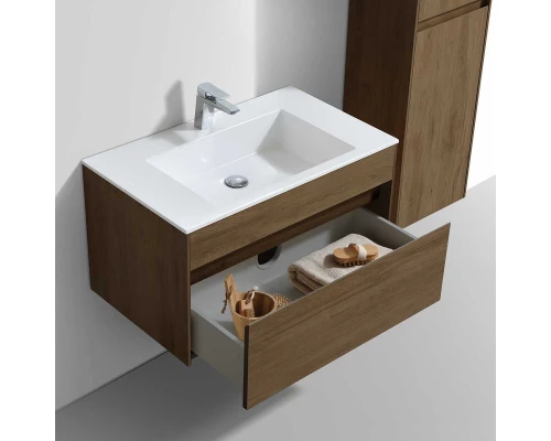 Комплект мебели дуб табачный 80 см Vincea Chiara VMC-2C800TO + VCB-13800W + VLM-3VN800