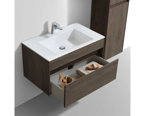 Комплект мебели темный дуб 80 см Vincea Chiara VMC-2C800RO + VCB-13800W + VLM-3VN800