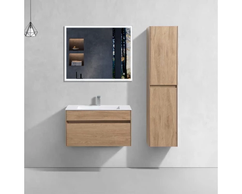 Тумба с раковиной натуральный дуб 80 см Vincea Chiara VMC-2C800NO + VCB-13800W