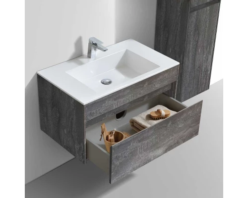 Комплект мебели серый камень 80 см Vincea Chiara VMC-2C800GS + VCB-13800W + VLM-3VN800