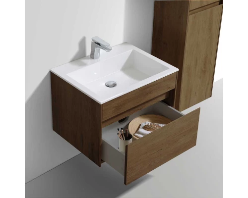 Комплект мебели дуб табачный 60 см Vincea Chiara VMC-2C600TO + VCB-13600W + VLM-3VN600