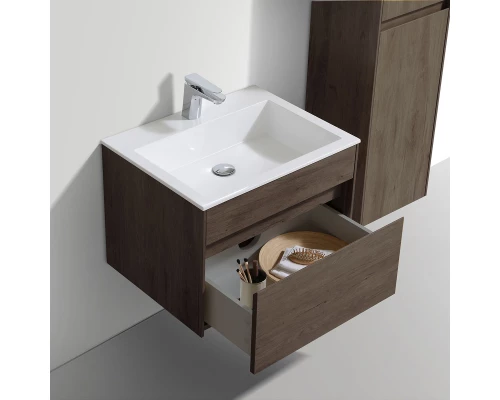 Тумба с раковиной темный дуб 60 см Vincea Chiara VMC-2C600RO + VCB-13600W