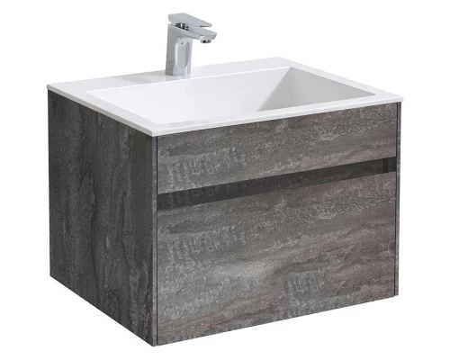 Тумба с раковиной серый камень 60 см Vincea Chiara VMC-2C600GS + VCB-13600W