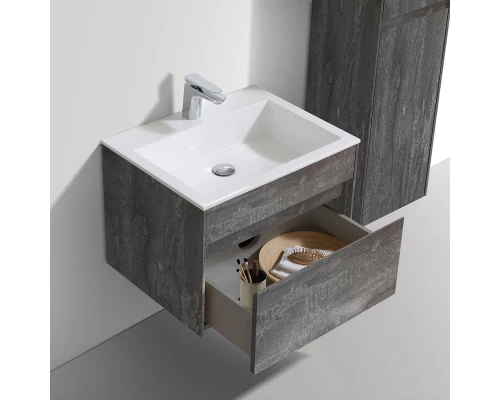Тумба с раковиной серый камень 60 см Vincea Chiara VMC-2C600GS + VCB-13600W