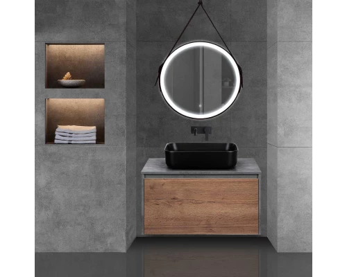 Комплект мебели дуб табачный/бетон 80 см Vincea Mesa VMC-2MS800TB + VBS-105MB + VLM-2N600+