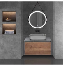 Комплект мебели дуб табачный/бетон 80 см Vincea Mesa VMC-2MS800TB + VBS-105MG + VLM-2N600+