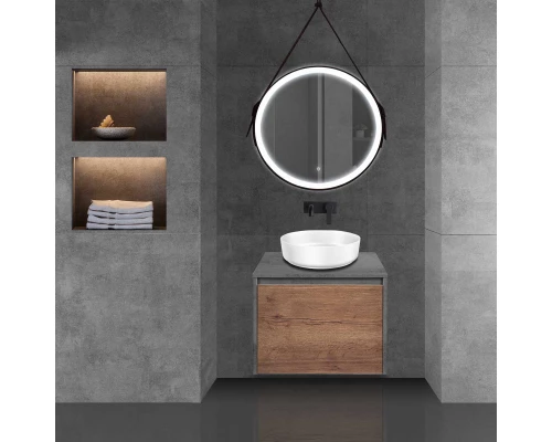 Комплект мебели дуб табачный/бетон 60 см Vincea Mesa VMC-2MS600TB + VBS-104 + VLM-2N600+