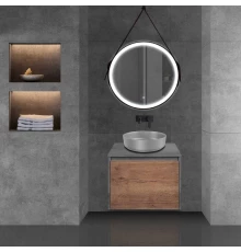 Комплект мебели дуб табачный/бетон 60 см Vincea Mesa VMC-2MS600TB + VBS-104MG + VLM-2N600+