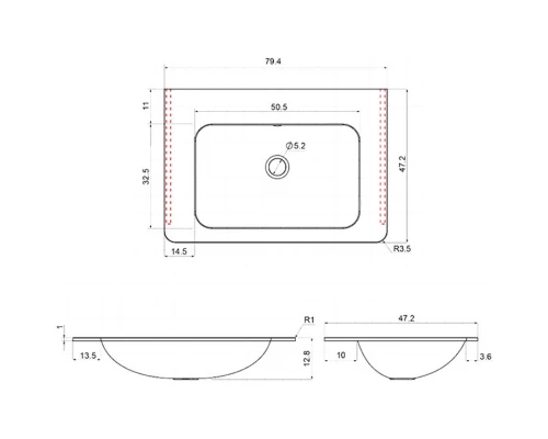 Тумба с раковиной темный дуб 79,4 см Vincea Vico VMC-2V800RW + VCB-2VP800W