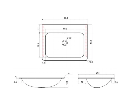 Тумба с раковиной черное дерево 59,4 см Vincea Vico VMC-2V600CN + VCB-2VP600W
