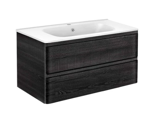 Тумба с раковиной черное дерево 100 см Vincea Vico VMC-2V100CN + VCB-2VP100W