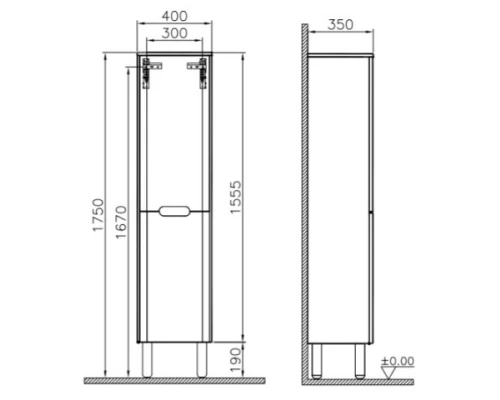 Пенал напольный белый матовый/дуб с бельевой корзиной L Vitra Sento 60854