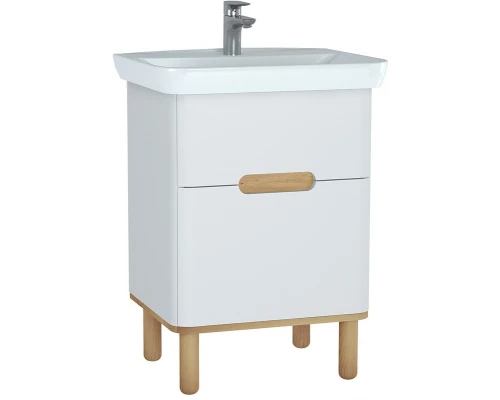 Тумба с раковиной белый матовый/дуб 63 см Vitra Sento 60822
