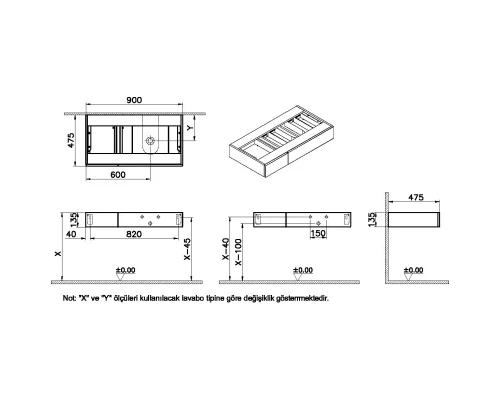 Тумба темный вяз 90 см R VitrA Origin 65677