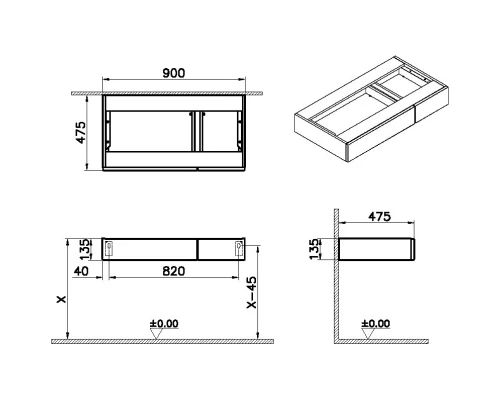 Тумба ясень 90 см VitrA Origin 65702