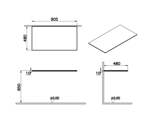 Столешница 90,5 см черный VitrA Origin 65761