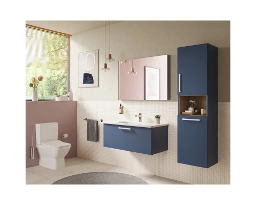 Пенал подвесной темно-синий матовый с бельевой корзиной R VitrA Root 68012