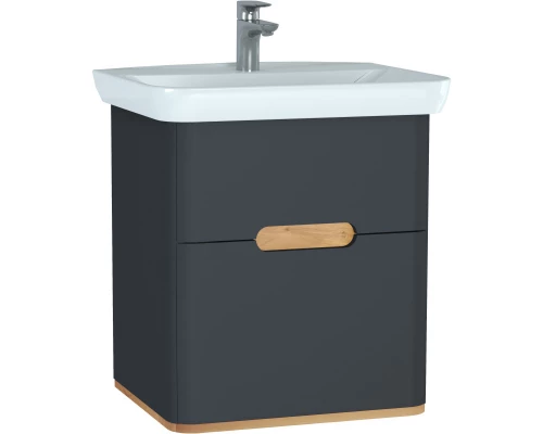 Тумба с раковиной антрацит матовый/дуб 63 см Vitra Sento 60834