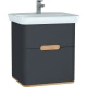 Тумба с раковиной антрацит матовый/дуб 63 см Vitra Sento 60834