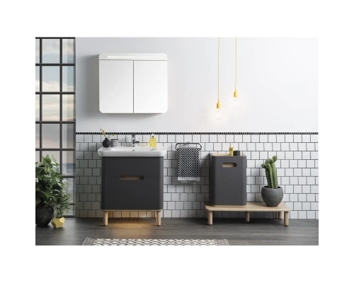 Тумба с раковиной антрацит матовый/дуб 63 см Vitra Sento 60834