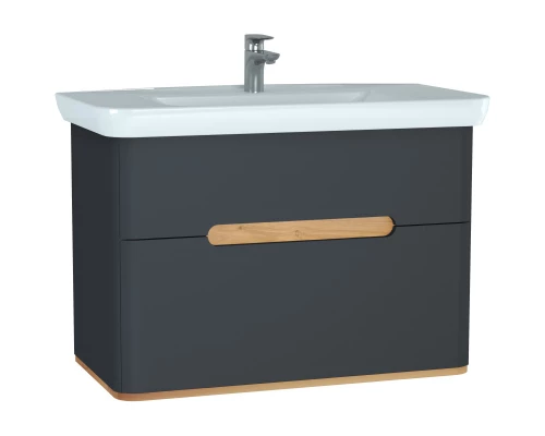Тумба с раковиной антрацит матовый/дуб 98 см VitrA Sento 60838
