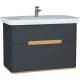 Тумба с раковиной антрацит матовый/дуб 98 см VitrA Sento 60838