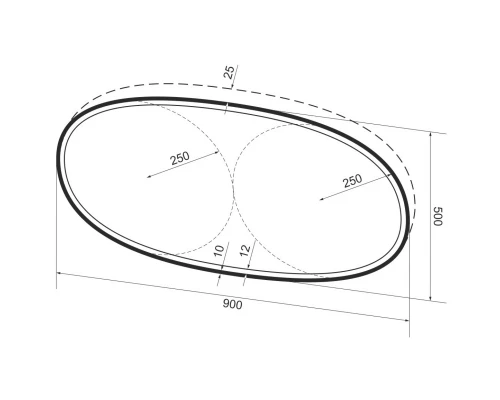 Зеркало 90x50 см черный матовый Wellsee 7 Rays’ Spectrum 172201610
