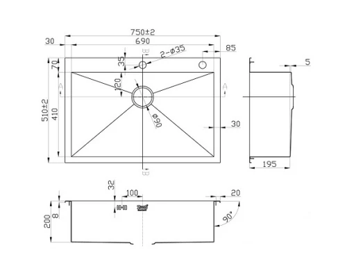 Кухонная мойка Zorg Inox  X-7551