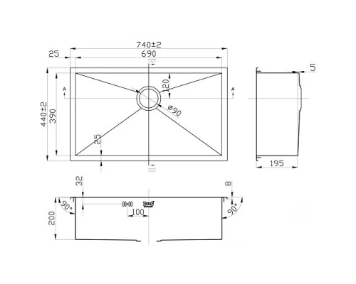 Кухонная мойка Zorg Inox X-7444
