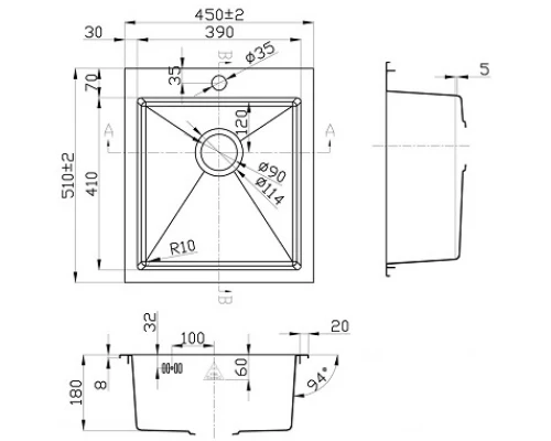Кухонная мойка Zorg Steel Hammer R ANTAS SH R 4551