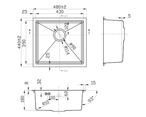 Кухонная мойка Zorg Steel Hammer R ELIPSO SH R 4844