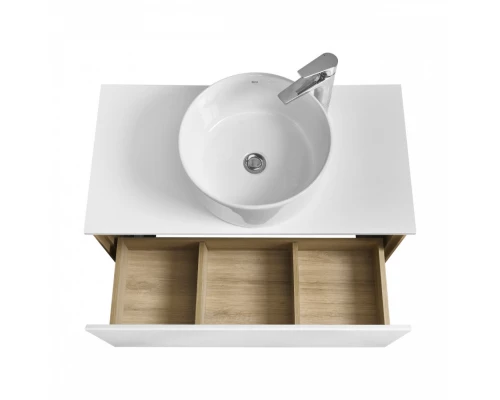 Тумба ЛИБЕРТИ 90,1ящ.,подвесн.,дуб эльвезия/бел.глян. (под рак-ну АДРИАНА 90,MILA 35,MILA 40,ОДРИ 42