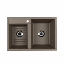 Мойка для кухни  Делия 78 DBL  780x520x218 мм, прямоуг. с крылом, серый шелк