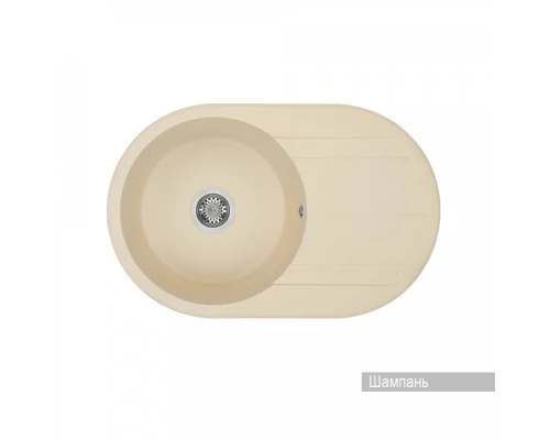 Мойка для кухни  Амира  780x500x211 мм, круглая с крылом, шампань
