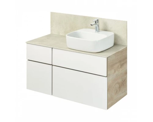 Тумба МИШЕЛЬ 100, дуб эндгрейн, белая (под раковину ОДРИ 42, MILA 350, ЛОЛА 60)