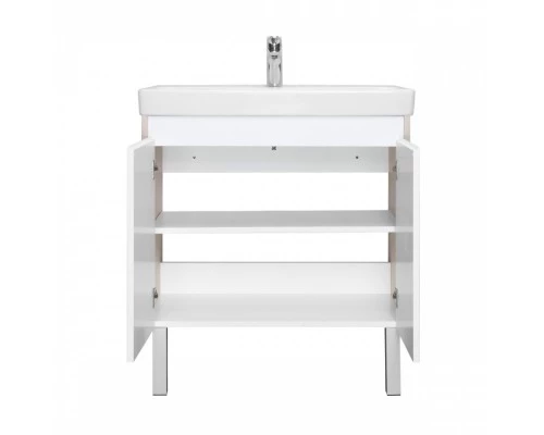 Тумба СКАНДИ DOORS 80, универс., 2 дв., белый глянец/дуб верона (под раковину АДРИАНА 80)