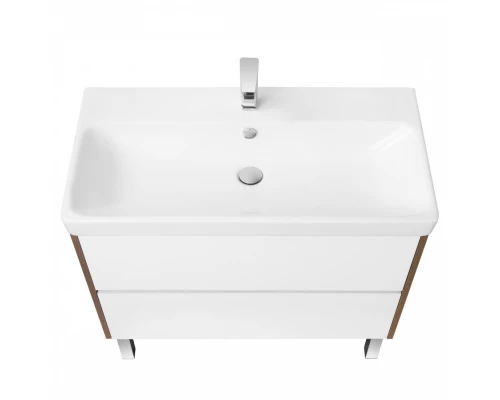 Тумба СКАНДИ 90, белая, дуб рустикальный (под раковину АДРИАНА 90) 