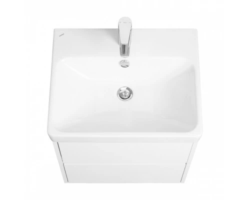 Тумба СКАНДИ 55, подвесная, 2 ящ., белая матовая/белый глянец (под раковину АДРИАНА 55)